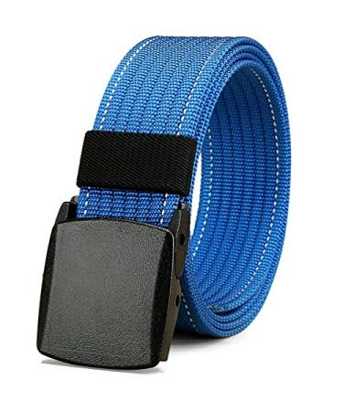 LionVII Belt for Men, Adjustable Belt with Plastic Buckle Breathable for Work Sports, Easy Trim to Fit 27- 46" Waist Blue