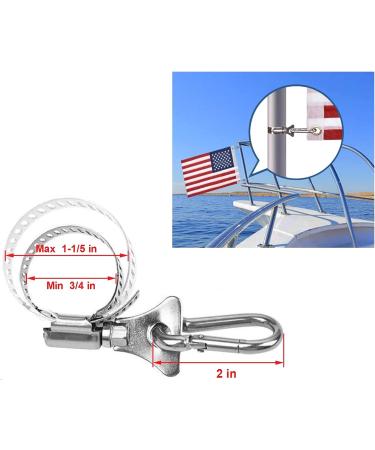 Boat Flag Pole Clips with Carabiner Clamp for Grommet Flag Mounts  Stainless Steel Pole Clips Carabiner Clips  For Flag Poles 0.75 to 1.2 Inch in Diameter  Easy to Use  2 Pack (Flag and Pole Not Included) 2 Pack silver - Buy Online on GoSupps.com