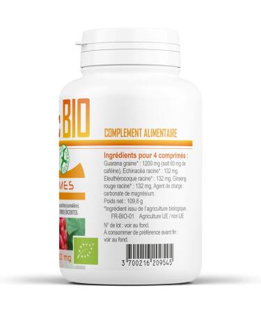 Organic Tonic 400mg - 200 tablets - Guarana Echinacea Eleutherococcus Red Ginseng - Buy Online on GoSupps.com