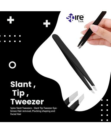 Spire Professional Eyebrow Tweezers Slant Tip | Precision Hair Tweezers for Men & Women Stainless Steel | Best for Plucking Chin Facial Hair 3.2"/8.3 cm - Buy Online on GoSupps.com