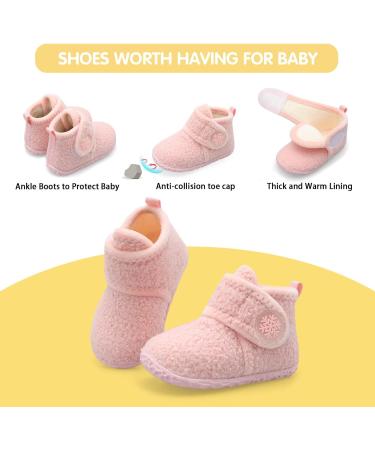 JIASUQI Baby Winter Booties | Infant Soft House Slippers | Anti-Skid Crib Shoes 6-12 Months - Lpink - Buy Online on GoSupps.com