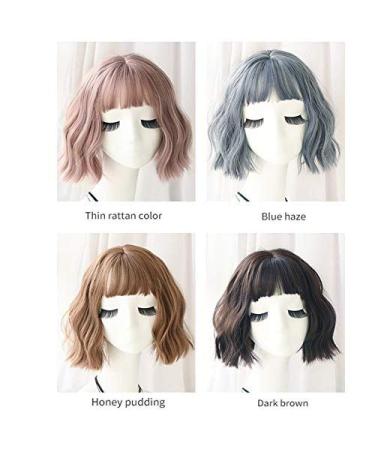 BGHJUE Short Wavy Bob Lace Front Human Hair Wig - 9 Inch 25cm in Honeypudding Blue Haze - International Shipping Available - Buy Online on GoSupps.com