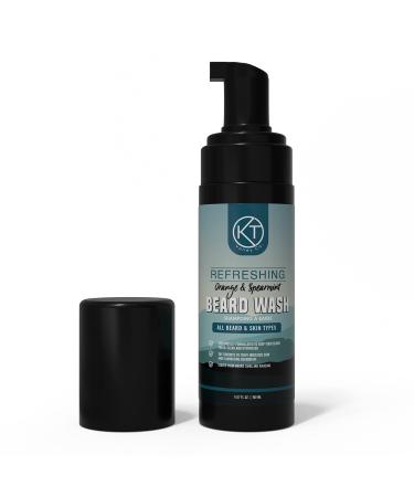 KT Valley Co. Beard Wash with Dead Sea Salt Vitamin B5 Argan & Jojoba Oil - Made in Canada | Refreshing Orange and Spearmint Scent | Experience the Ultimate Beard Care with Nourishing and Strengthening Properties | Deeply Cleanses Conditions and Softens F