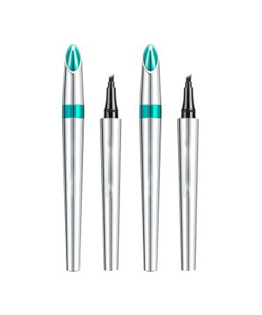 2024 Upgraded 3D Waterproof Microblading Eyebrow Pencil Contouring Pen Magic Eyebrow Pencil 4 Tipped Precise Brow Pen Waterproof Makeup Contouring Pen Fine Stroke Creates Natural Makeup Effect (2 Dark brown) Dark Brown 2