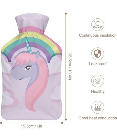 Rainbow Unicorn Hot Water Bottle with Plush Cover - Hand Warmer for Adults & Kids - 26.5x15.3cm | International Shipping Available - Buy Online on GoSupps.com