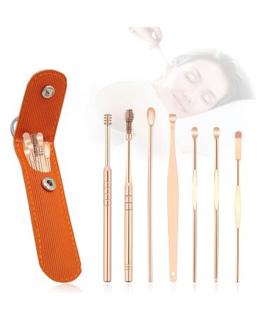 Ear Cleansing Tool Set Stainless Steel Spade Ear Cleaning 7-in-1 360 Spiral Design Earwax Removal Tools Portable Ear Cleaning Kit for Home and Travel with PU Leather Case