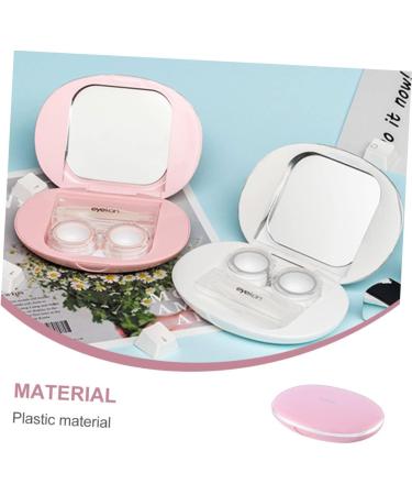 JECOMPRIS Decorative Lens Container & Holder - Invisible Cobblestone Cleaning Box for Contact Lenses | Rosa 10.2x7.8cm - Buy Online on GoSupps.com