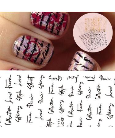 Manicure Sliders Charms DIY Nail Stickers Black Gold Silver Letters Valentine Design(CB-111 Gold) - Buy Online on GoSupps.com