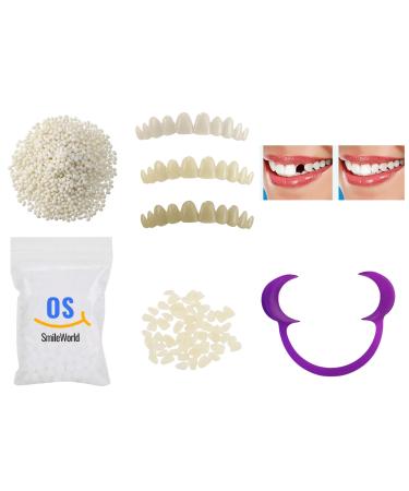 Temporary Tooth Replacement kit - Bundle Set - 30- fake teeth for missing teeth - 03 Shades- Temp Tooth Beads - Lip Expander. 200 -Thermal beads for teeth - DIY Tooth replacement Kit