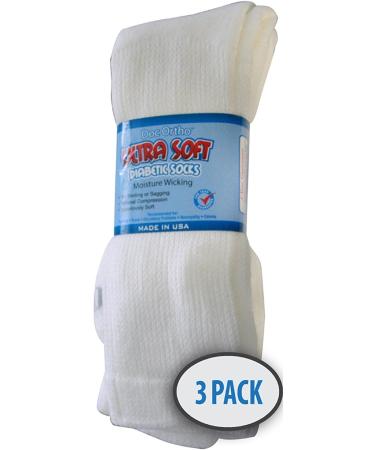 Doc Ortho Ultra Soft Loose Fit Diabetic Socks 3-Pack XL - White 1/4 Crew - Buy Online on GoSupps.com