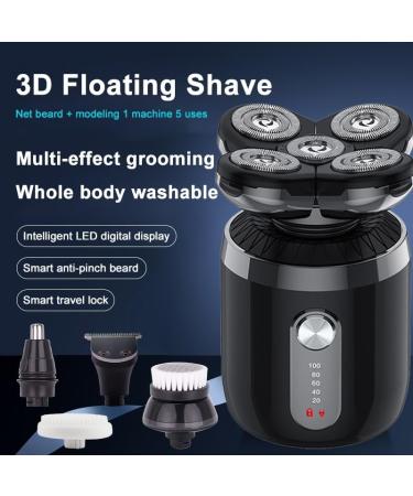 5-in-1 Portable Electric Head Shaver for Bald Men - USB Rechargeable Waterproof Mini Hair Trimmer & Nose Hair Razor - Buy Online on GoSupps.com