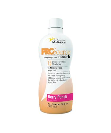 Liquid Collagen Peptides Type I, III 15 Grams Protein per Oz. |Prosource NoCarb Berry Punch 4 Bottles Pack Medtrition| Berry Punch 30 Fl Oz (Pack of 4)