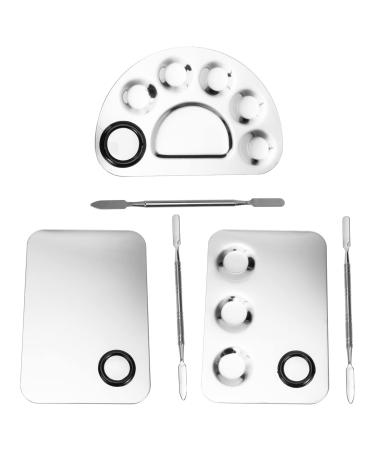 Beaupretty 3 sets Palette Make-up mixing plate Lasp Metal make-up made of stainless steel make-up mixed tablet made of metal nail art Color make-up base rust-free steel color plate manicure
