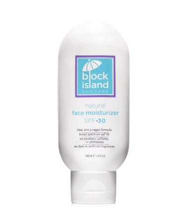 Block Island Organics - Natural Face Moisturizer SPF 30 with Clear Zinc - Broad Spectrum UVA UVB Protection - Daily Anti-Aging Sunscreen Sunblock - EWG Recommended - Non-Toxic - Made in USA - 3.4 OZ