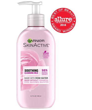 Garnier SkinActive Soothing Cleansing Milk with Rose Water | 6.7 fl oz (200 ml) - Gentle Facial Cleanser - Buy Online on GoSupps.com