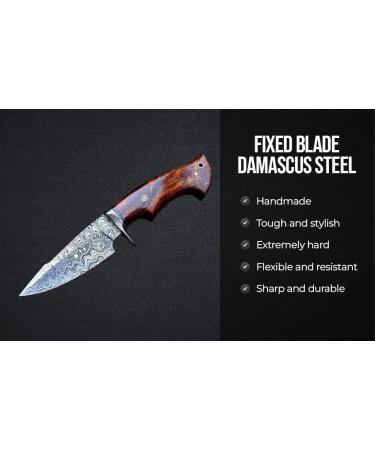 BigCat Handmade Damascus Hunting Knife with Sheath - 10' Fixed Blade Walnut Handle | EDC Survival Knife for Men - Buy Online on GoSupps.com