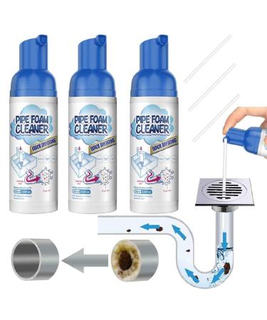 Powerful Drain Cleaner Drain Cleaner Foam Odor Eliminator Foaming Drain Cleaner Unclogs Foam Sink Cleaner Liquid Plumber Drain Cleaner Clog Remover For Kitchen Drain Sinks Tubs (3 bottles)