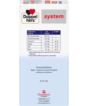 Doppelherz System Glucosamin 800 Plus - 120 Capsules with Vitamin C for Collagen Formation & Cartilage Support - International Shipping Available - Buy Online on GoSupps.com