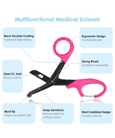 MOVOCA Nurse Penlight & Scissors Set - LED Penlight with Pupil Gauge, 7.5 Bandage Scissors EMT Trauma Shears - Hot Pink, Ideal for Doctors & Nurses - Buy Online on GoSupps.com