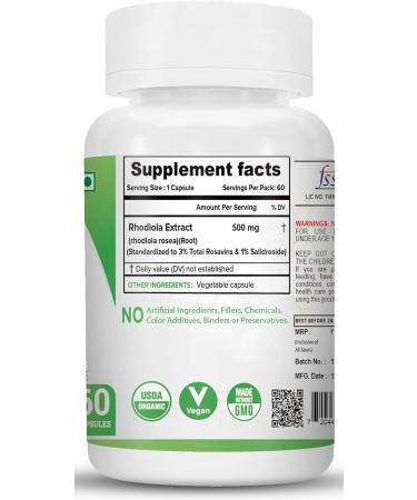 Rhodiola Rosea Root Extract 500mg - Adaptogen Complex 3% Rosavins & 1% Salidroside | 120 Capsules - International Shipping Available - Buy Online on GoSupps.com