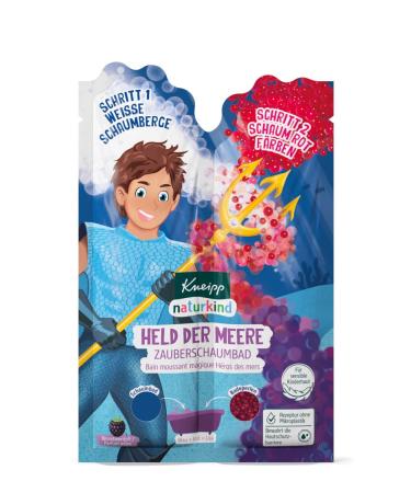 Kneipp natural child hero of the sea bathing fun - children's bath with unique 2 in 1 foam bath (20ml) and bath pearls (20g) - blue water white foam mountains and red bath pearls