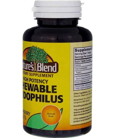 Nature's Blend Acidophilus Chewable Raspberry Flavor - 100 Tablets Pack of 3 - Buy Online on GoSupps.com
