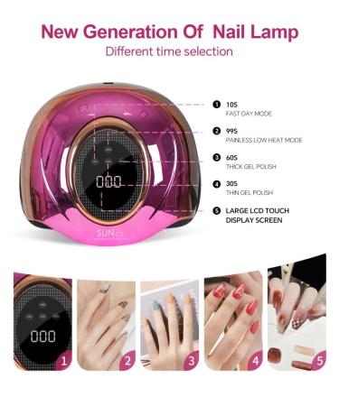 UV Light for Nails - MIRAGE LAYON UV Nail Lamp with 63 Beads 4 Timer Settings Auto Sensor - Professional Gel Nail Light Gift for Women & Girls - Purple - Buy Online on GoSupps.com