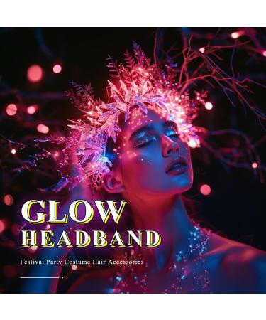 Edary LED Flower Headbands Crown Light Up Hair Wreath Headband Bridal Floral Festival Headpiece Halloween Party Seaside Vacation Photo Headdress for Bride Women Girls (Pink) - Buy Online on GoSupps.com