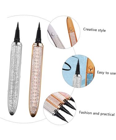 VINTORKY 2pcs Diamond Eyeliner Liquid Eye Liner Eyeliner Liquid Pen Lash Accessories Rose Gold Plated Assorted Color - Buy Online on GoSupps.com