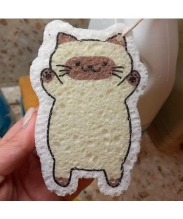 Cleaning Sponge Wood Pulp Dishwashing Sponge Cartoon Scouring Pad Non Scratch Kitchen Scrubber Cleaning Tool Style1 - Buy Online on GoSupps.com