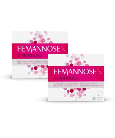 Femannose N - 2 x 30 drinking granules with 2000 mg D -mannose powder each high - for prevention & supporting treatment of bladder inflammation and uncomplicated urinary tract infections - antibiotics 30 pieces (2 pack)
