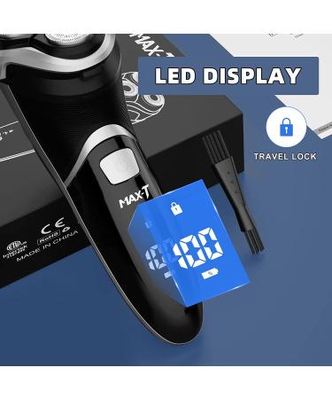 MAX-T Men's Electric Shaver - Corded/Cordless 3D Rotary Razor with Trimmer - Wet/Dry Shaving - Painless - Black - Buy Online on GoSupps.com