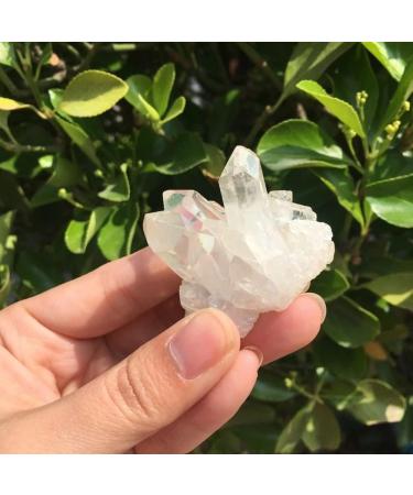 2 Pieces 60g Angel Crystal Cluster Blue and White Natural Titanium Coated Gemstone Quartz Cluster Home Decor Stones - Buy Online on GoSupps.com