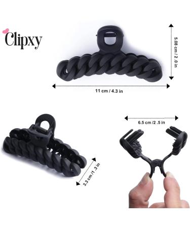 CLIPXY Premium 4.3 Inch Matte Coated Claw Clips Set - Bundle of 6 Sturdy Hair Clips for Thick Hair Women - Durable Hair Bands Included - Ideal for Everyday Wear - Buy Online on GoSupps.com
