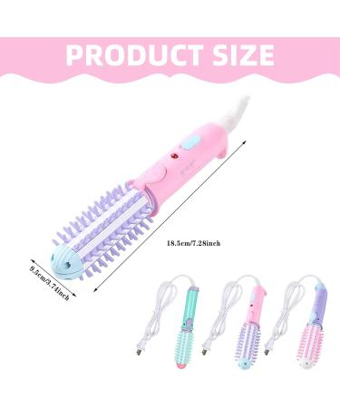 Buy 2-in-1 Ceramic Heated Curling Iron Brush for Travel - Mini Hair Curler & Straightener - Anti-Scald Volume & Smoother Hair - Blue - Buy Online on GoSupps.com