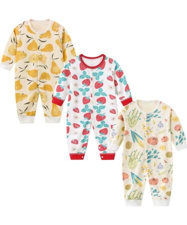 MAMIMAKA Baby Clothes Newborn Baby Grow Onesies Cotton Footed Pajamas for Boys and Girls 0-18 Months 6-9 Months Long Sleeve L-color