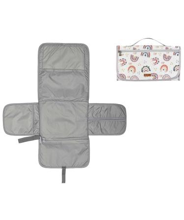 Hamur Home Diaper Pasch with portable diaper pad organizer and cosmetic bag 3in1 - Small diaper bag for on the way mums diapers cream wipes baby organizer (rainbow)