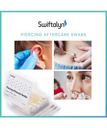 Swiftalyn Piercing Aftercare Swabs 50pcs - Gentle Ear Piercing Cleaner for Bump Treatment and Keloid Removal - Soothing Wound Wash for Cleansing and Healing Piercings - Buy Online on GoSupps.com