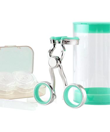 Lens Applicator Tool Eye Opener for Lens Wearing - Lens Remover Lens Insertion Wearing Aids with Lens Case Travel Kit for New User Green