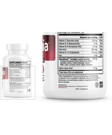 Prohemia Natural Blood Builder Iron Supplement - 60 Pills for Healthy RBC & Oxygen Levels - Buy Online on GoSupps.com