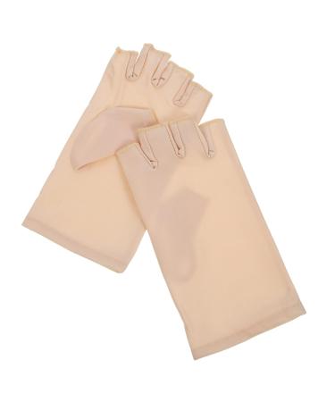 POPETPOP 1 Pair Nail Gloves Gel Lamp Anti-uv Miss Spandex 17x8.5cm Beige