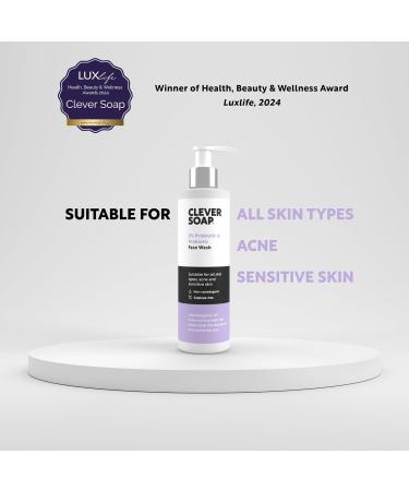 Clever Soap 2% Probiotic & Prebiotic Face Wash - Natural Antibacterial Daily Facial Cleanser - Suitable For Acne Eczema & All Skin Types - Fragrance Free For Men & Women - Buy Online on GoSupps.com
