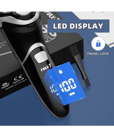 MAX-T Men's Electric Shaver - Corded/Cordless 3D Rotary Razor with Trimmer - Wet/Dry Shaving - Painless - Black - Buy Online on GoSupps.com