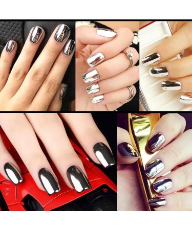 Nail Powder Hisight 2pcs - Mirror Glitter Chrome Pigment Powder for Nail Art - Gold Silver Sequins with Sponge Stick - Buy Online on GoSupps.com