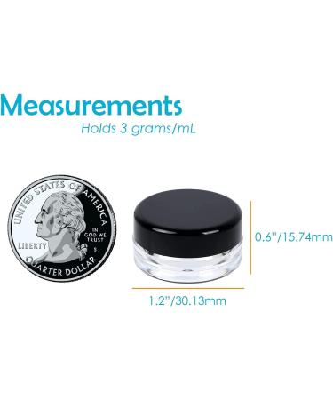 Houseables 3g Black Cosmetic Sample Jars, 50-Pack - BPA-Free Plastic Pots with Screw Cap Lid for Makeup, Nails, Jewelry - 3ml Empty Containers - Buy Online on GoSupps.com