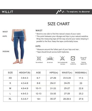 Willit Girls Leggings - Youth Active Compression Tights with Pockets, Black, Large - Buy Online on GoSupps.com