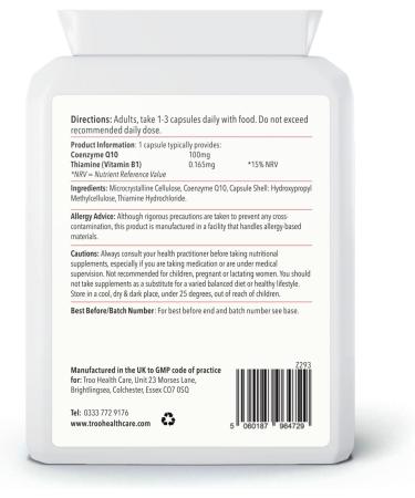 CoQ10 Supplement - 100mg 90 Vegetarian Capsules - High Absorption Trans Form - UK Made to GMP Standards - Buy Online on GoSupps.com