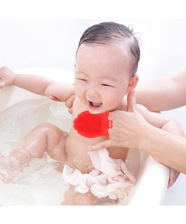 Beaupretty Silicone Baby Shampoo Brush & Bath Mitt Set - Gentle Body Scrubber for Kids, Toddlers, Red - Buy Online on GoSupps.com
