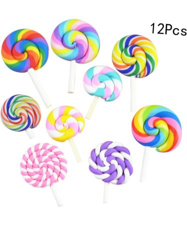 FOYTOKI 12 Pieces Pacifier Charms Rainbow Caramel Candy Lollipop DIY Lollipop Candy Lollipop Candy Jelly Candy Clay Pendant Lollipop - Buy Online on GoSupps.com