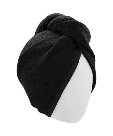 100% Cotton Hair Bath Towel Terry Wrap Long Soft Hair Quick Drying Towels - Not Microfiber (Black)